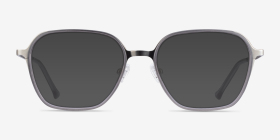 Atami Gray Silver Métal Montures de lunettes de vue d'EyeBuyDirect, with Tinted Lenses
