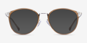 Light Clear Brown Silver Métal Montures de lunettes de vue d'EyeBuyDirect, with Tinted Lenses