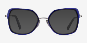 Bourdon Blue Tortoise Silver Métal Montures de lunettes de vue d'EyeBuyDirect, with Tinted Lenses