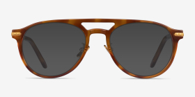 Aston Brown Tortoise Gold Métal Montures de lunettes de vue d'EyeBuyDirect, with Tinted Lenses