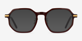 Quentin Clear Brown Gold Métal Montures de lunettes de vue d'EyeBuyDirect, with Tinted Lenses