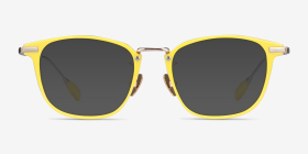 Terra Jaune Métal Montures de lunettes de vue d'EyeBuyDirect, with Tinted Lenses