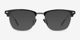 Charge Black Gunmetal Acetate-metal Montures de lunettes de vue d'EyeBuyDirect, with Tinted Lenses