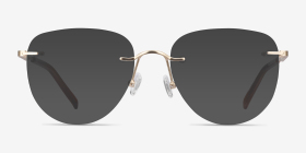 Ritzy Doré Métal Montures de lunettes de vue d'EyeBuyDirect, with Tinted Lenses