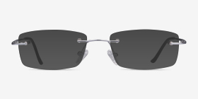 Ebb Argenté Titanium Montures de lunettes de vue d'EyeBuyDirect, with Tinted Lenses