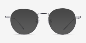 Geometry Argenté Titanium Montures de lunettes de vue d'EyeBuyDirect, with Tinted Lenses