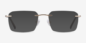 Nate Gold Brown Titanium Montures de lunettes de vue d'EyeBuyDirect, with Tinted Lenses